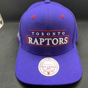 Toronto Raptors Men's Snapback Hat Purple Mitchell & Ness Pro Crown Logo Cap NWT